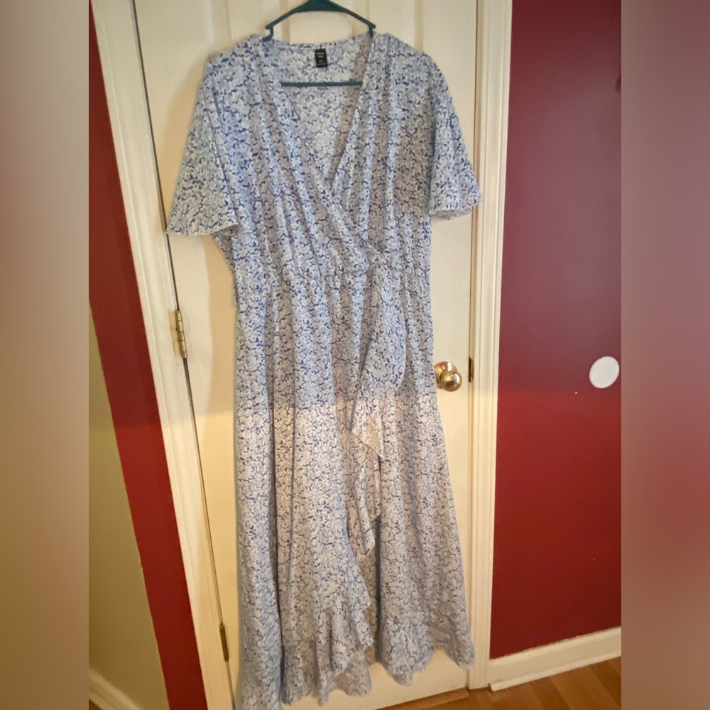 Floral long wrap dress